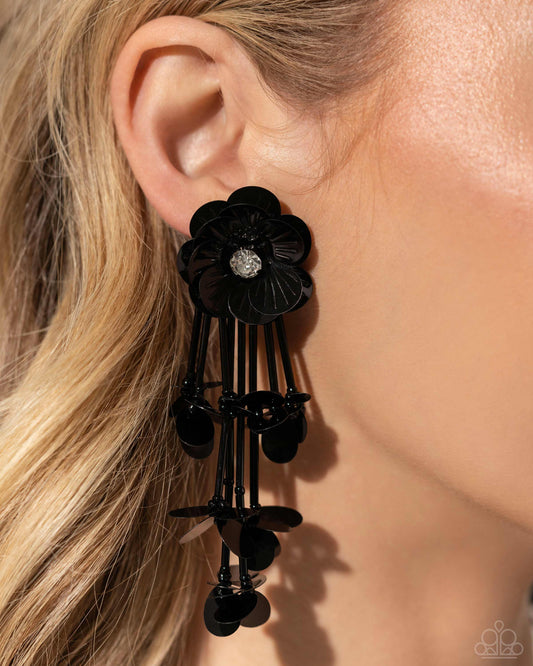 Paparazzi Floral Future - Black Earrings LOP April 2024