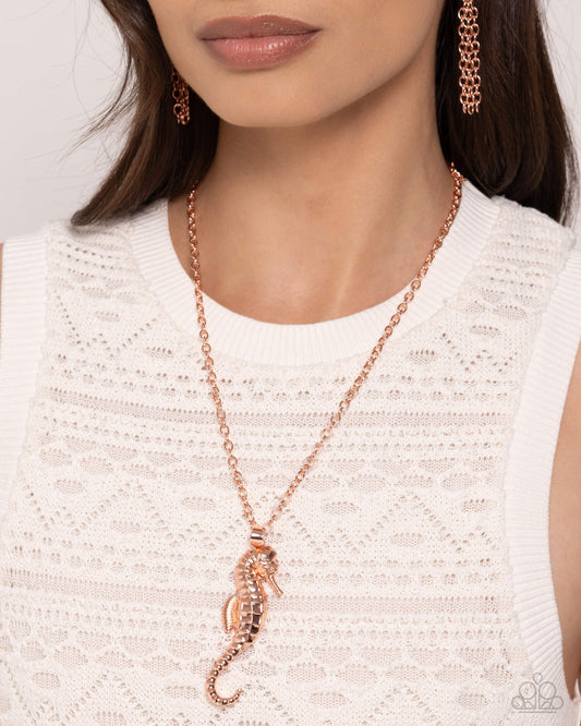 Paparazzi Sparkling Seahorse - Copper Necklace