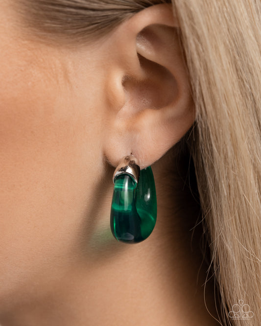 Paparazzi - Clear Charm - Green Earrings