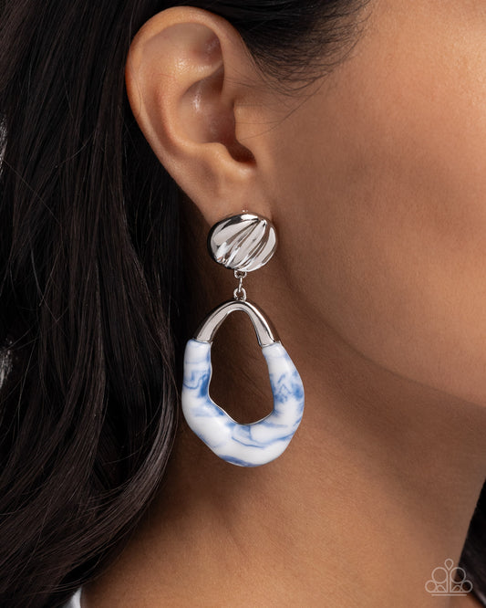 Paparazzi - High-Sheen Swirls - Blue Earring