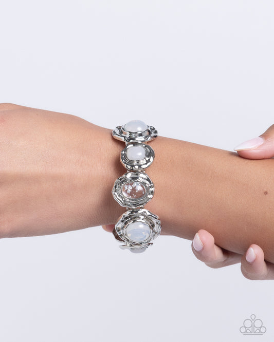 Paparazzi - Hammered High - White Bracelet