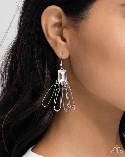 Paparazzi - Factory Flair - White Earrings