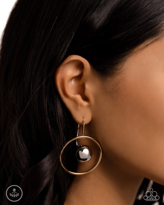 Paparazzi - Boldly Balanced - Gold and Silver Earrings