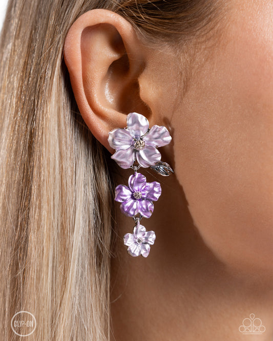 Paparazzi Balanced Bouquet - Purple CLIP-ON EARRINGS!