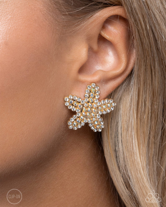 Paparazzi Starfish Serenade - Gold CLIP-ON EARRINGS!