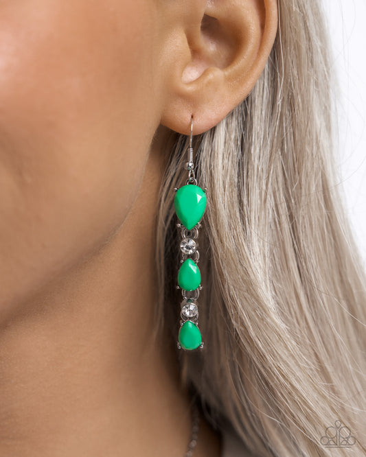 Paparazzi - Malibu March - Green Earrings