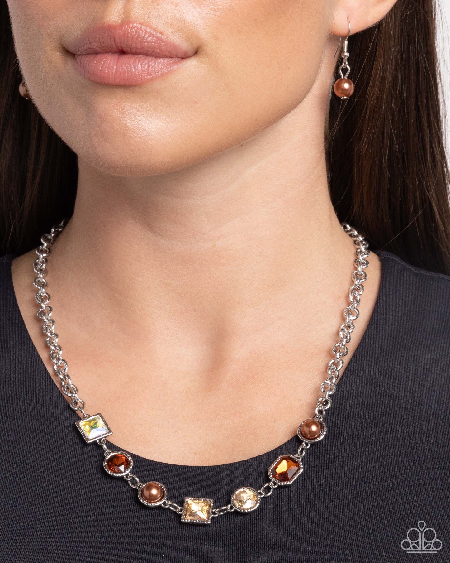 Paparazzi - Bejeweled Bravado - Brown Necklace