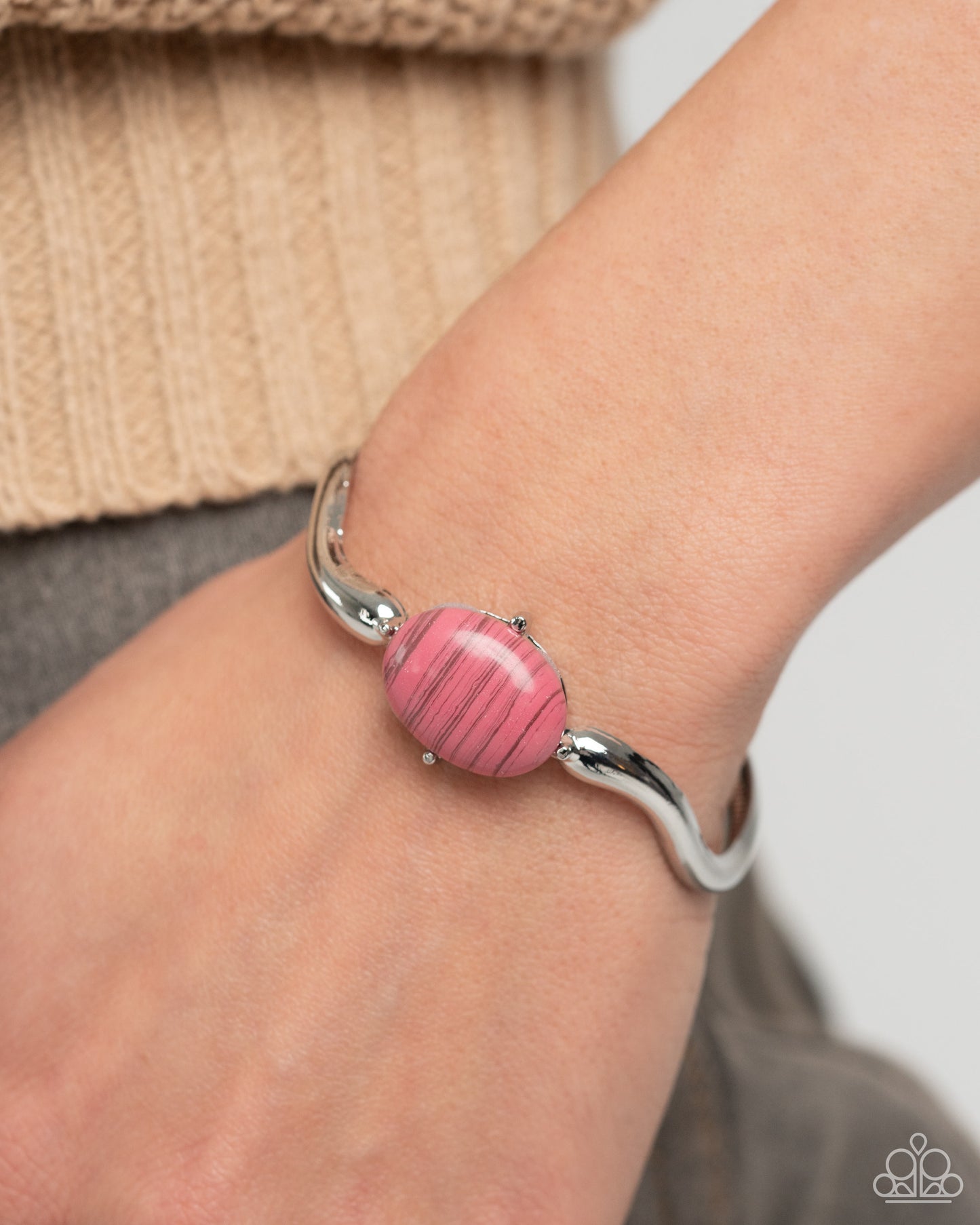 Paparazzi - Striped Sensation - Pink Cuff Bracelet