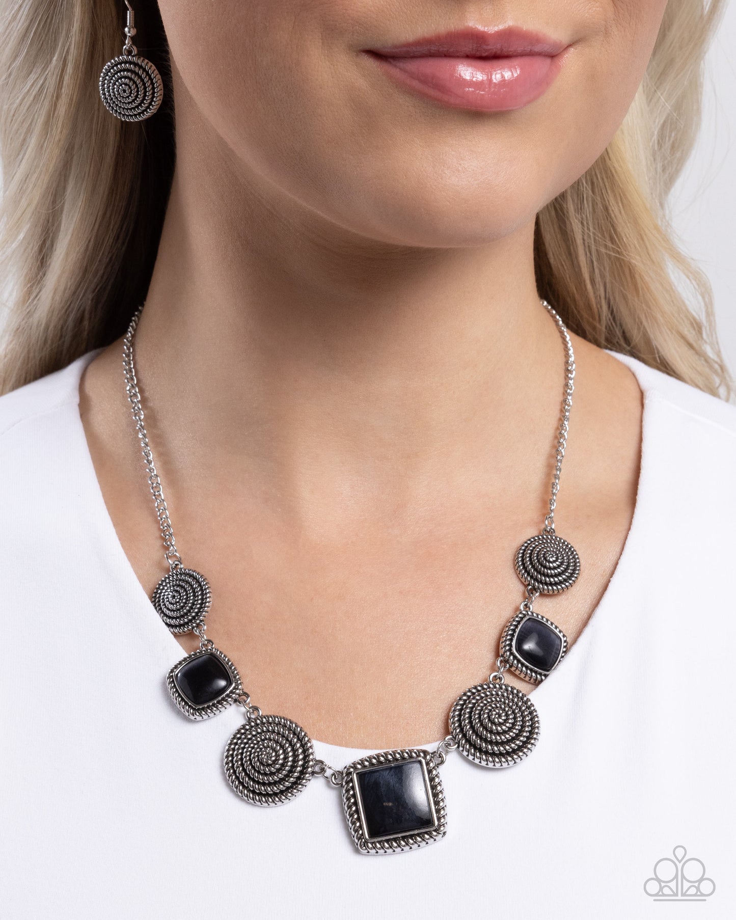 Paparazzi Spiral Sass - Black Necklace