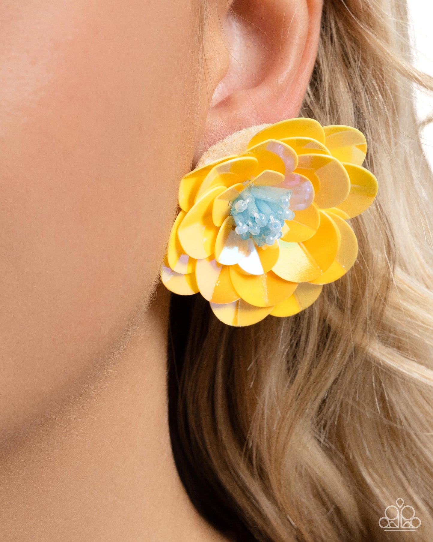 Paparazzi - Floating Florals - Yellow Earrings