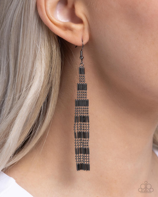 Paparazzi - Empire State Etiquette - Black Earrings