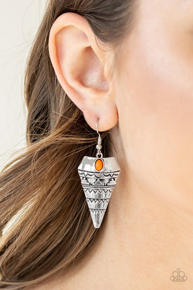 Jurassic Journey - Orange Earrings - Paparazzi