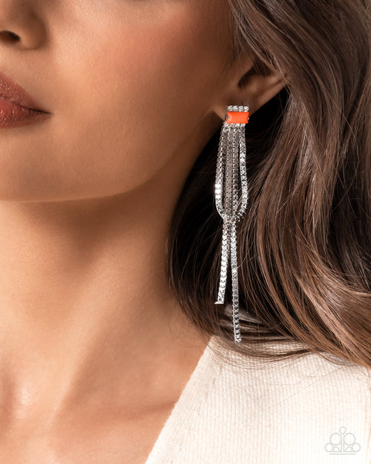 Paparazzi - Classy Curves - Orange Earrings