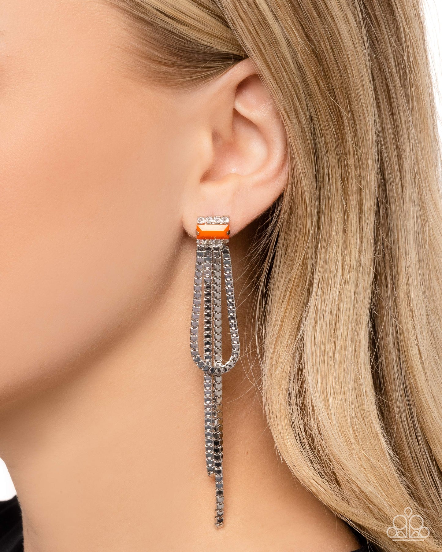 Paparazzi - Classy Curves - Orange Earrings