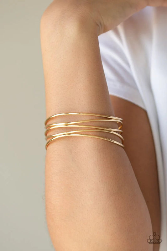 Paparazzi Showstopping Sheen Gold Cuff Bracelet