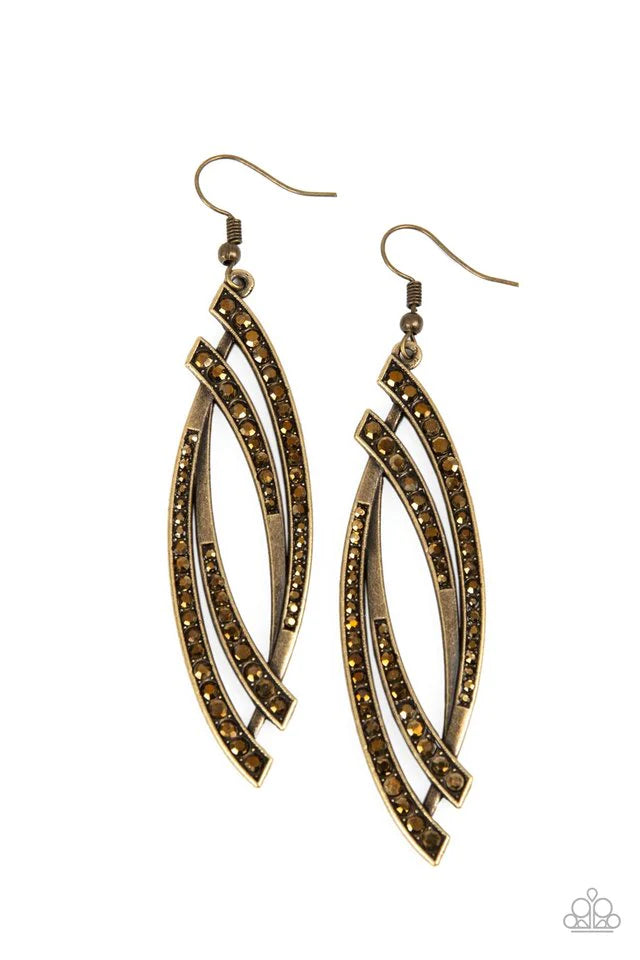 Paparazzi Earrings ~ Twinkle for Two - Brass