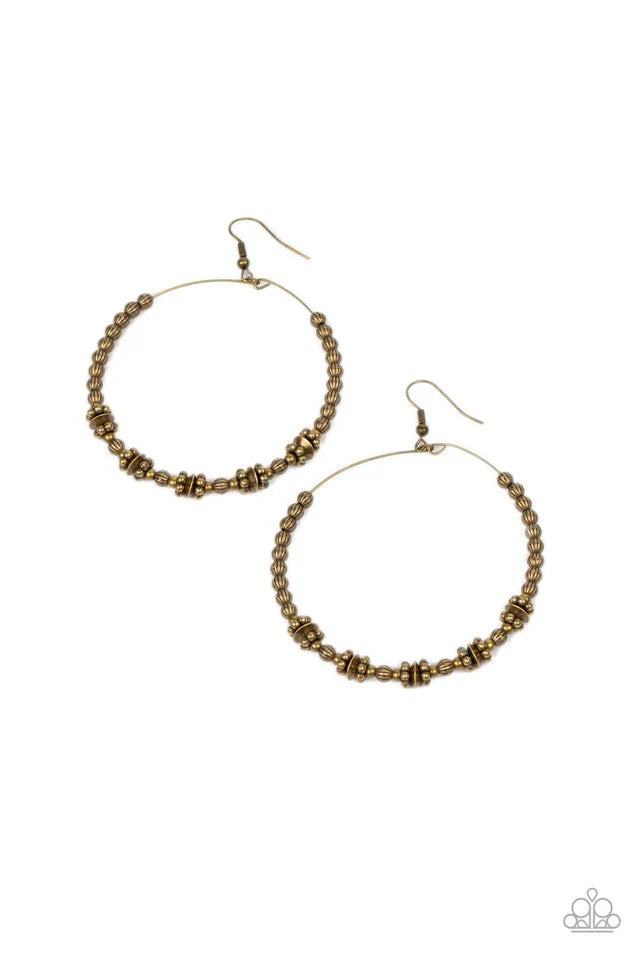 Paparazzi Earrings ~ Simple Synchrony - Brass