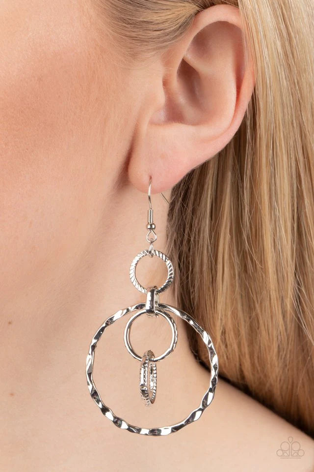 Paparazzi Twisted Temptation Silver Earrings