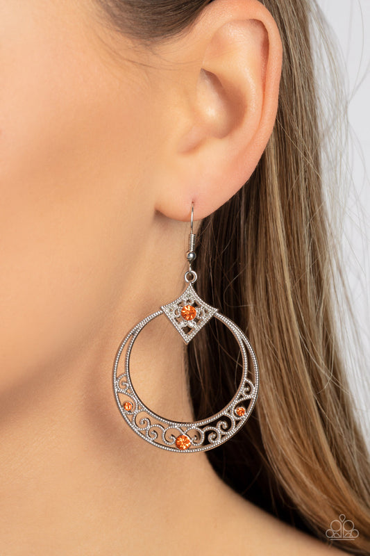 Paparazzi - Royal Resort - Orange Earrings
