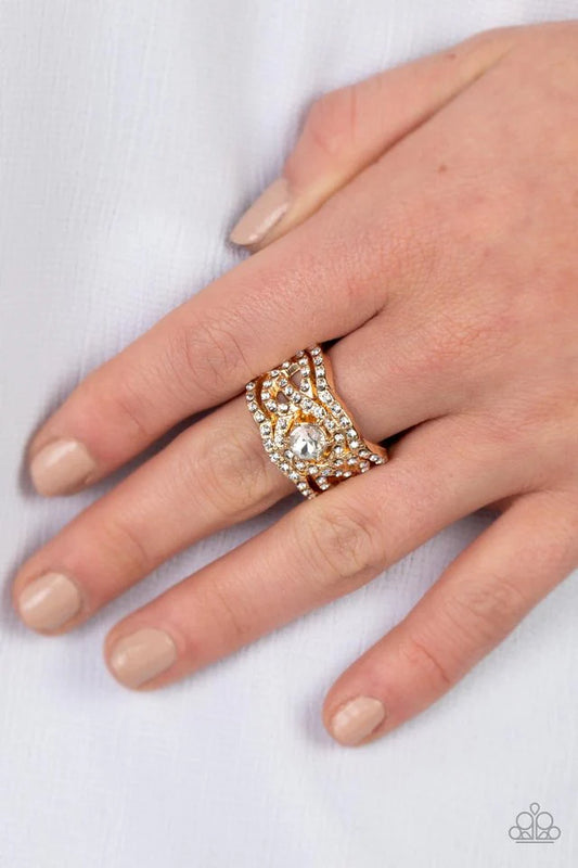 Paparazzi Doting on Dazzle - Gold Ring