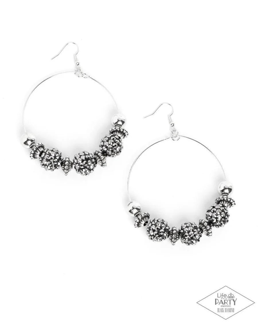 Paparazzi I Can Take a Compliment - Silver Earrings (Black Diamond Exclusive)