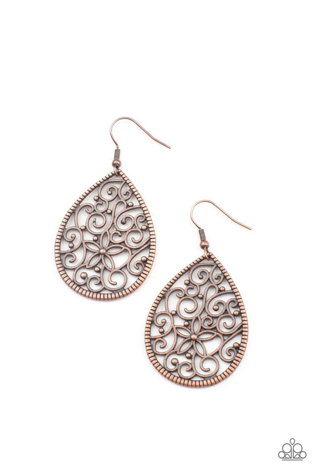 Paparazzi Tour de Garden - Copper Earrings