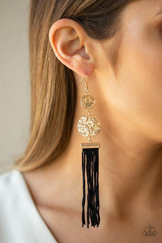 Paparazzi Lotus Gardens - Gold/Black Earrings