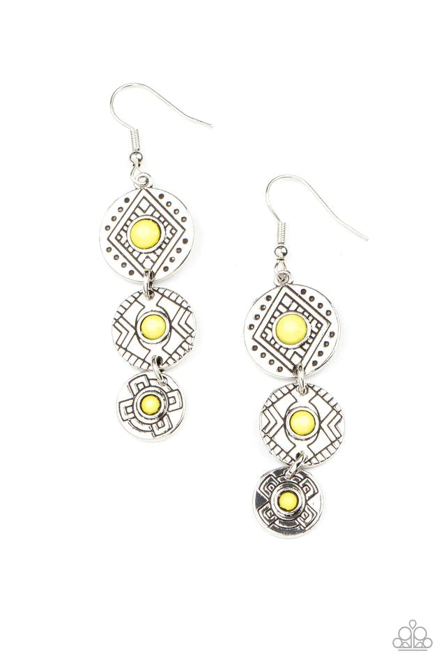 Totem Temptress - Yellow - Paparazzi Earrings