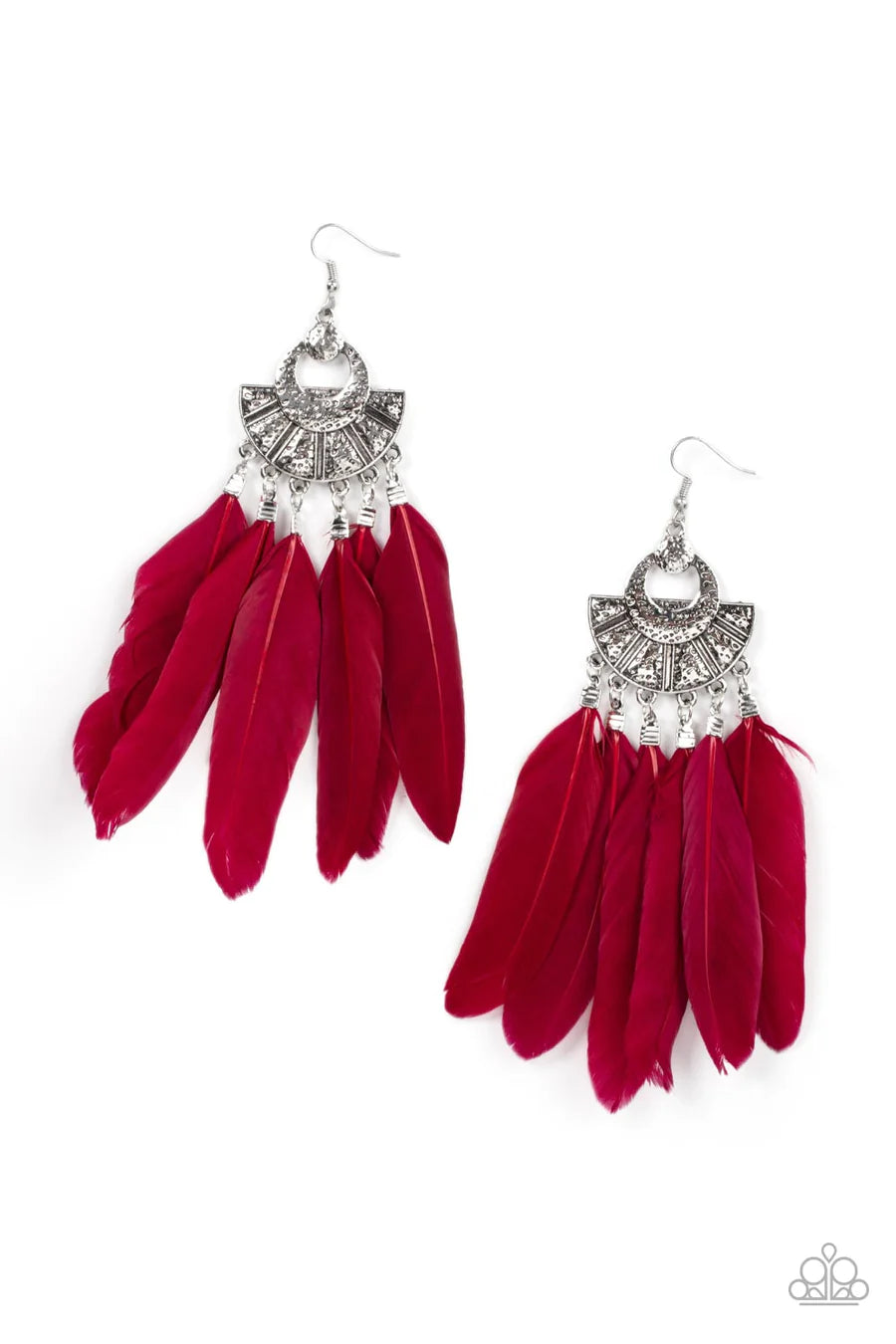 Paparazzi Plume Paradise - Red Earrings