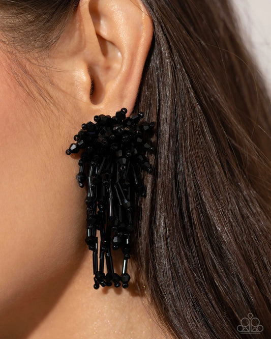 Paparazzi  Congratulatory Charm - Black Post Earrings