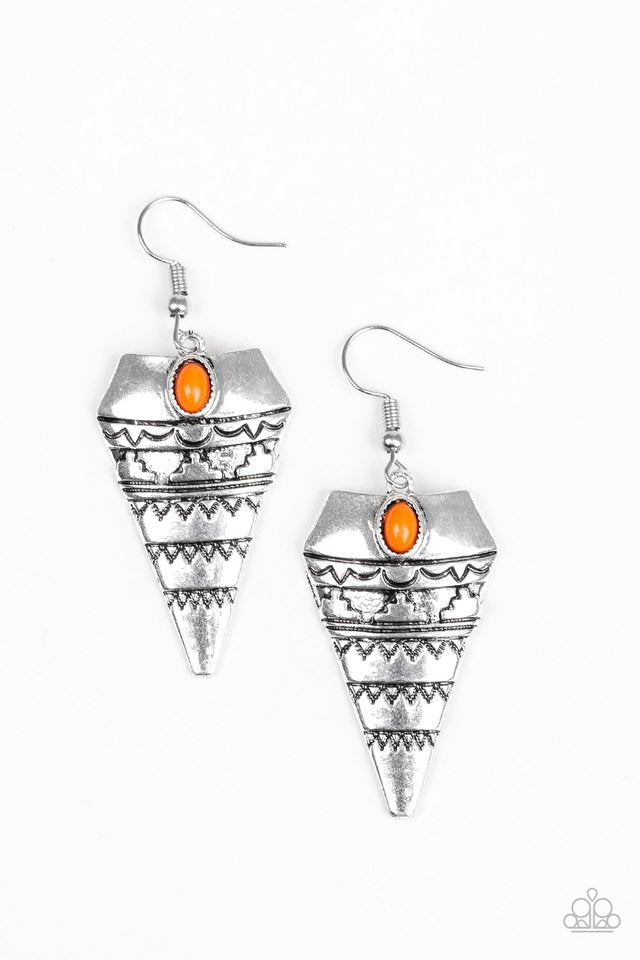 Jurassic Journey - Orange Earrings - Paparazzi