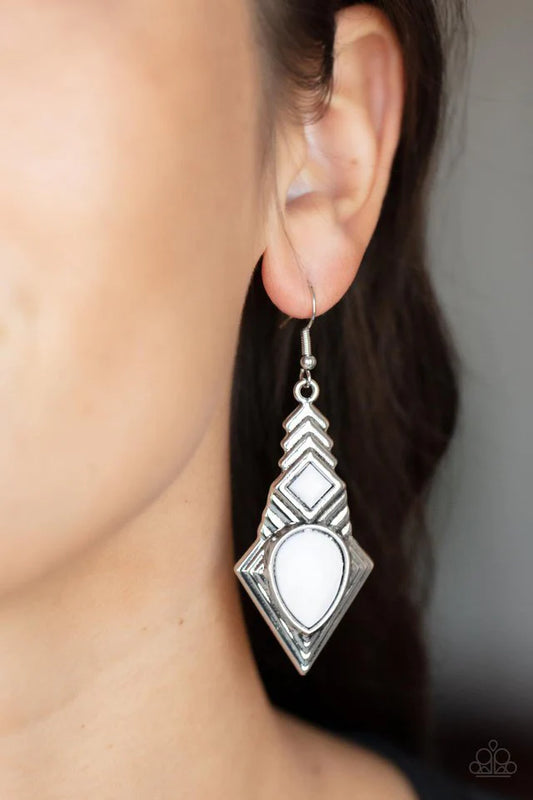 Paparazzi Earrings ~ Stylishly Sonoran - White