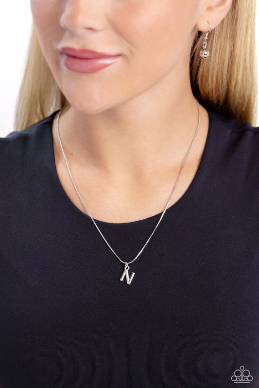 Paparazzi Seize the Initial Silver Letter-N Necklace