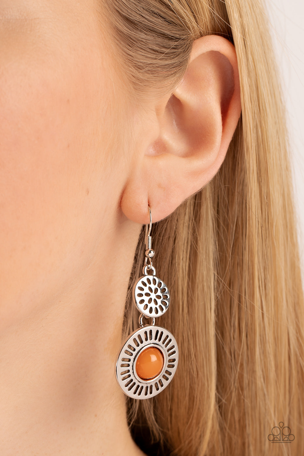 Ocean Orchard - Orange Paparazzi Earrings