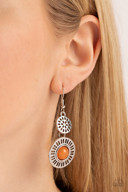 Ocean Orchard - Orange Paparazzi Earrings