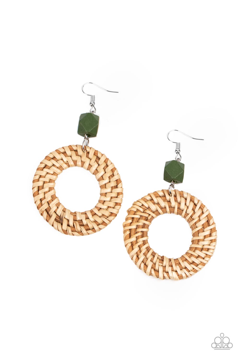 Paparazzi Wildly Wicker - Green Earrings