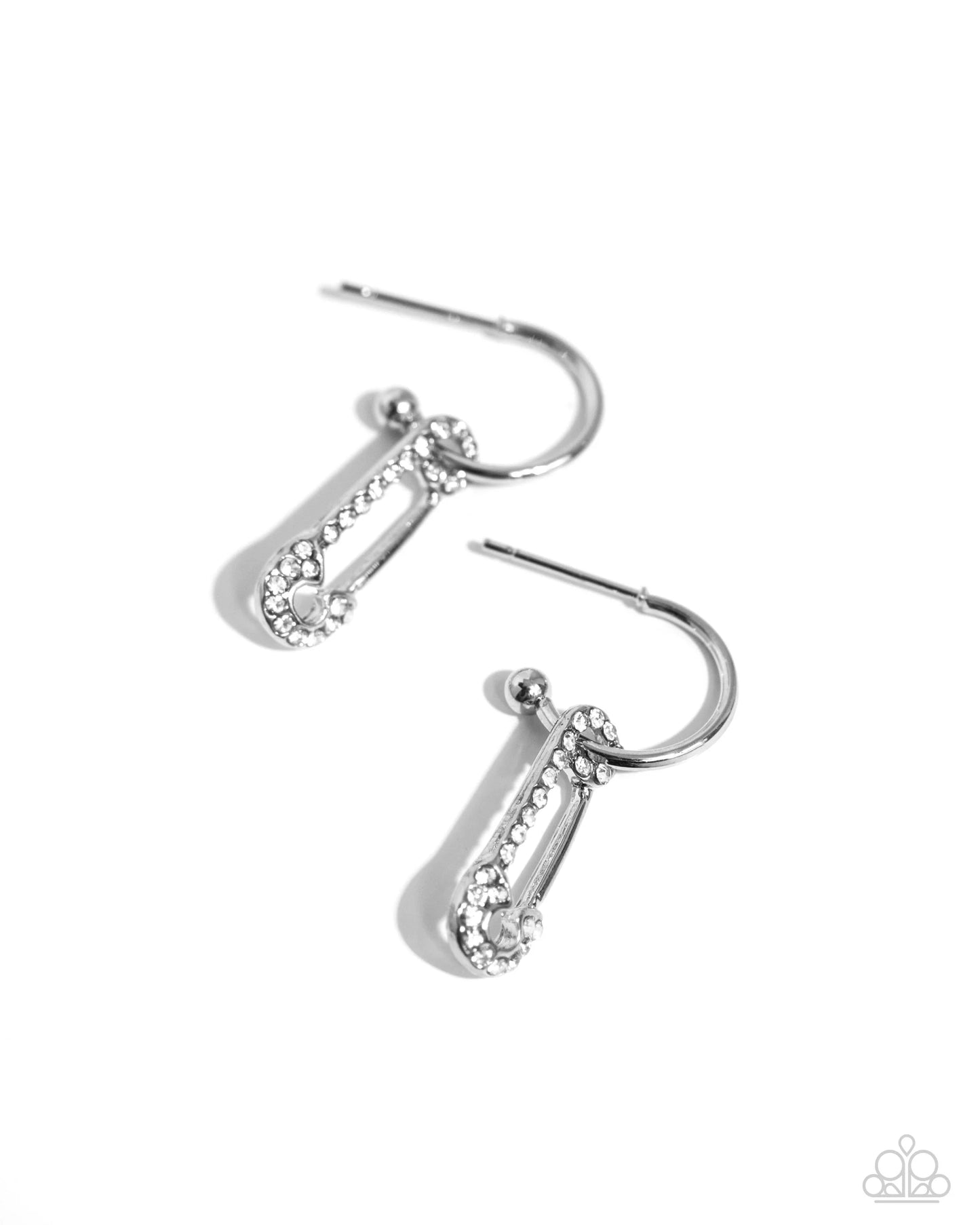 Paparazzi Safety Pin Sentiment White Earrings