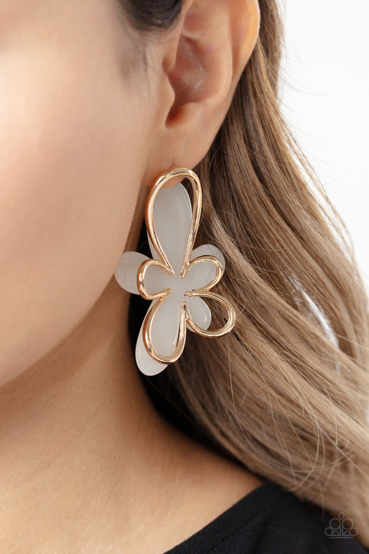 Paparazzi - Glimmering Gardens - White Earrings