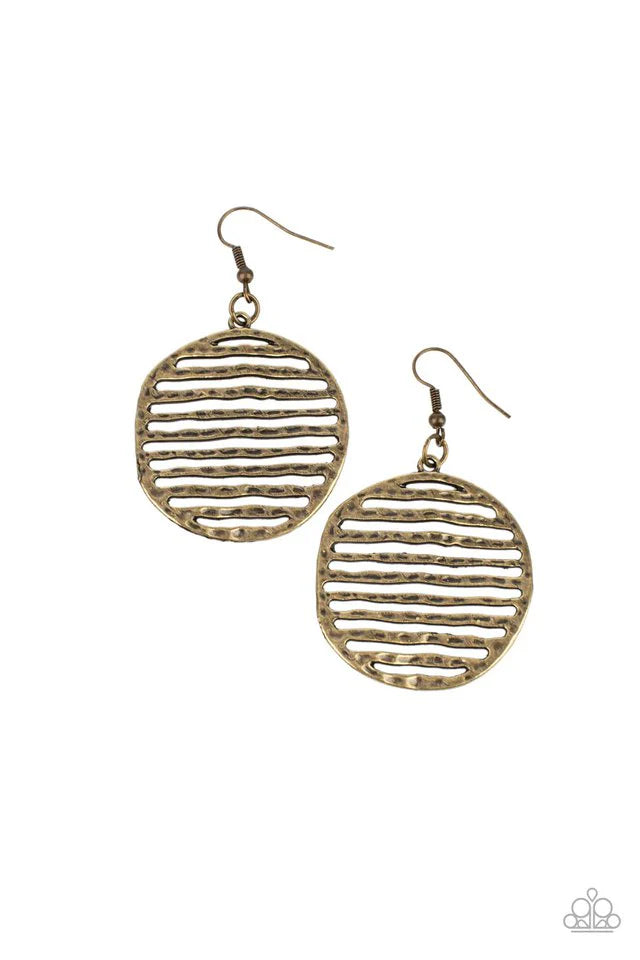 Paparazzi Earrings ~ Sunrise Stunner - Brass