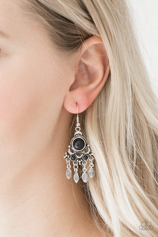 Paparazzi No Place Like HOMESTEAD Black Earrings