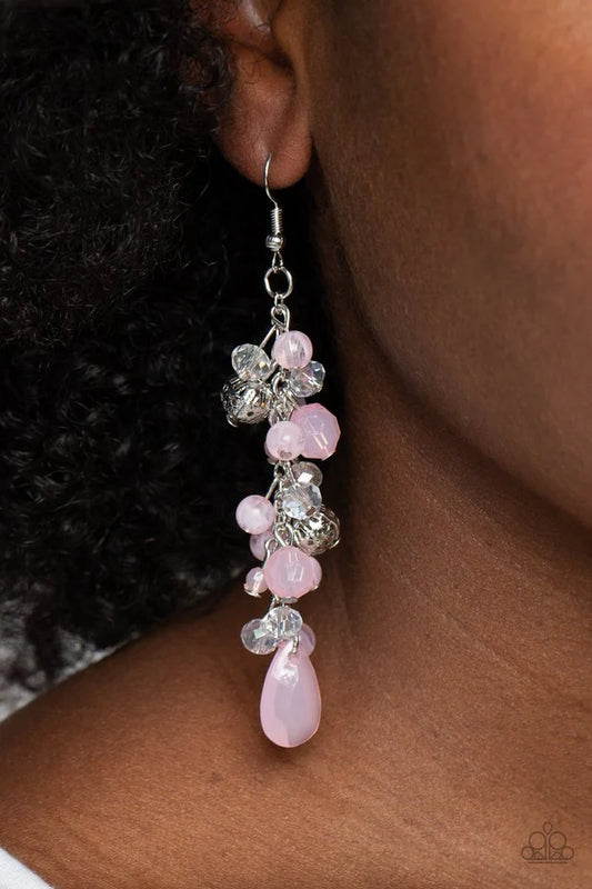 Paparazzi - Cheeky Cascade - Pink Earrings