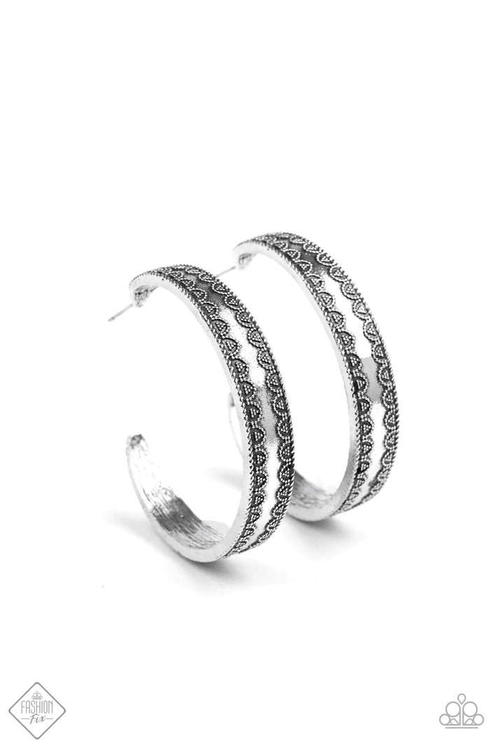 Paparazzi Textured Treasure Silver Earrings