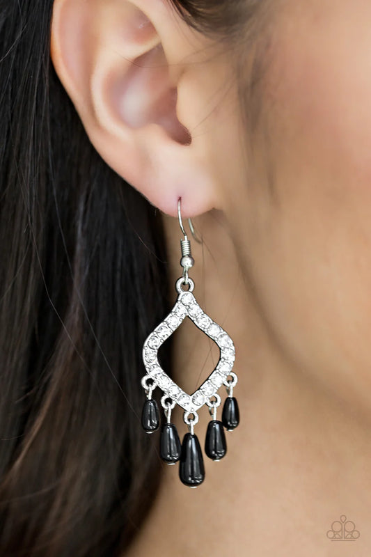 Divinely Diamond - Black Earrings