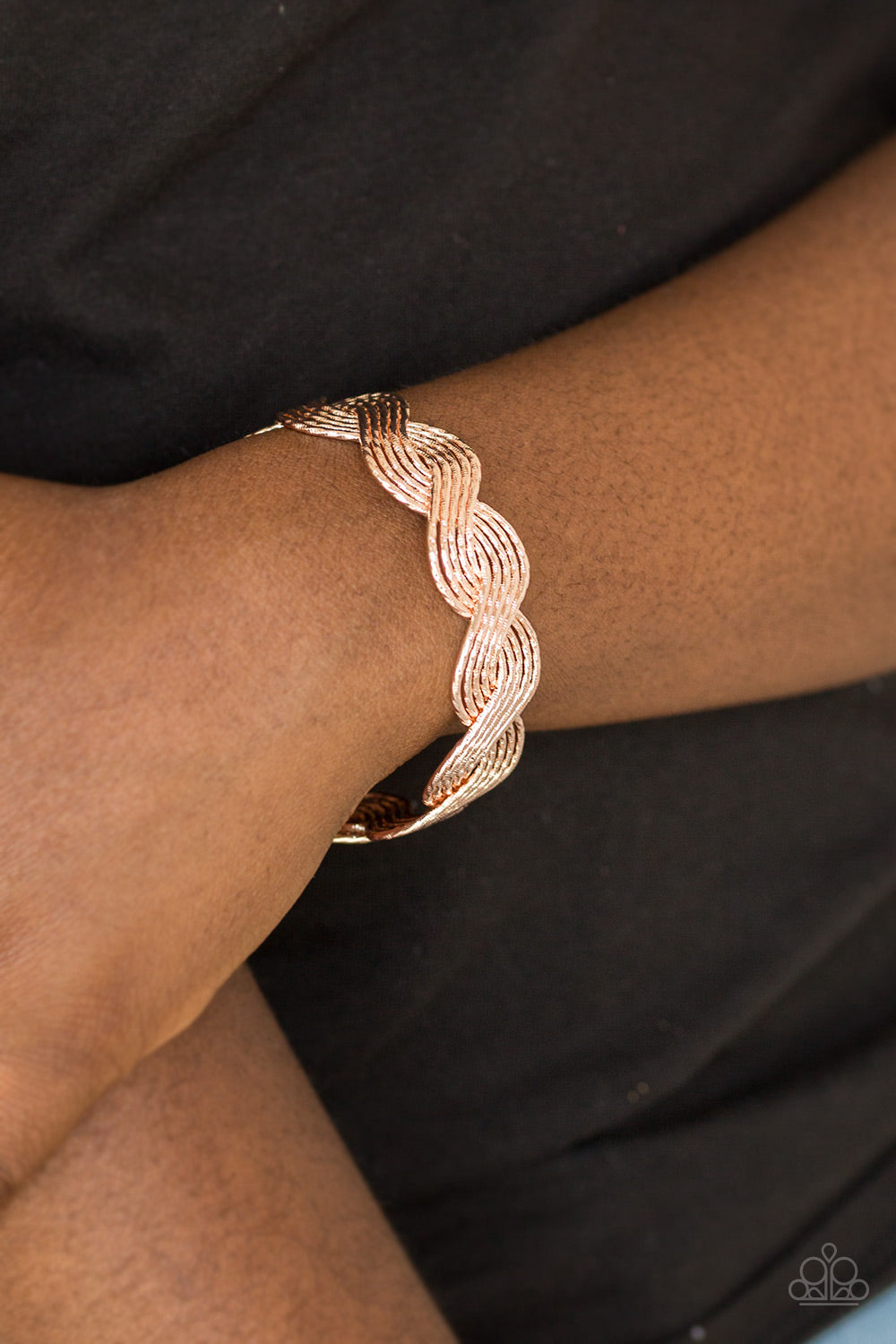 Paparazzi Bracelet Braided Brilliance - Rose Gold