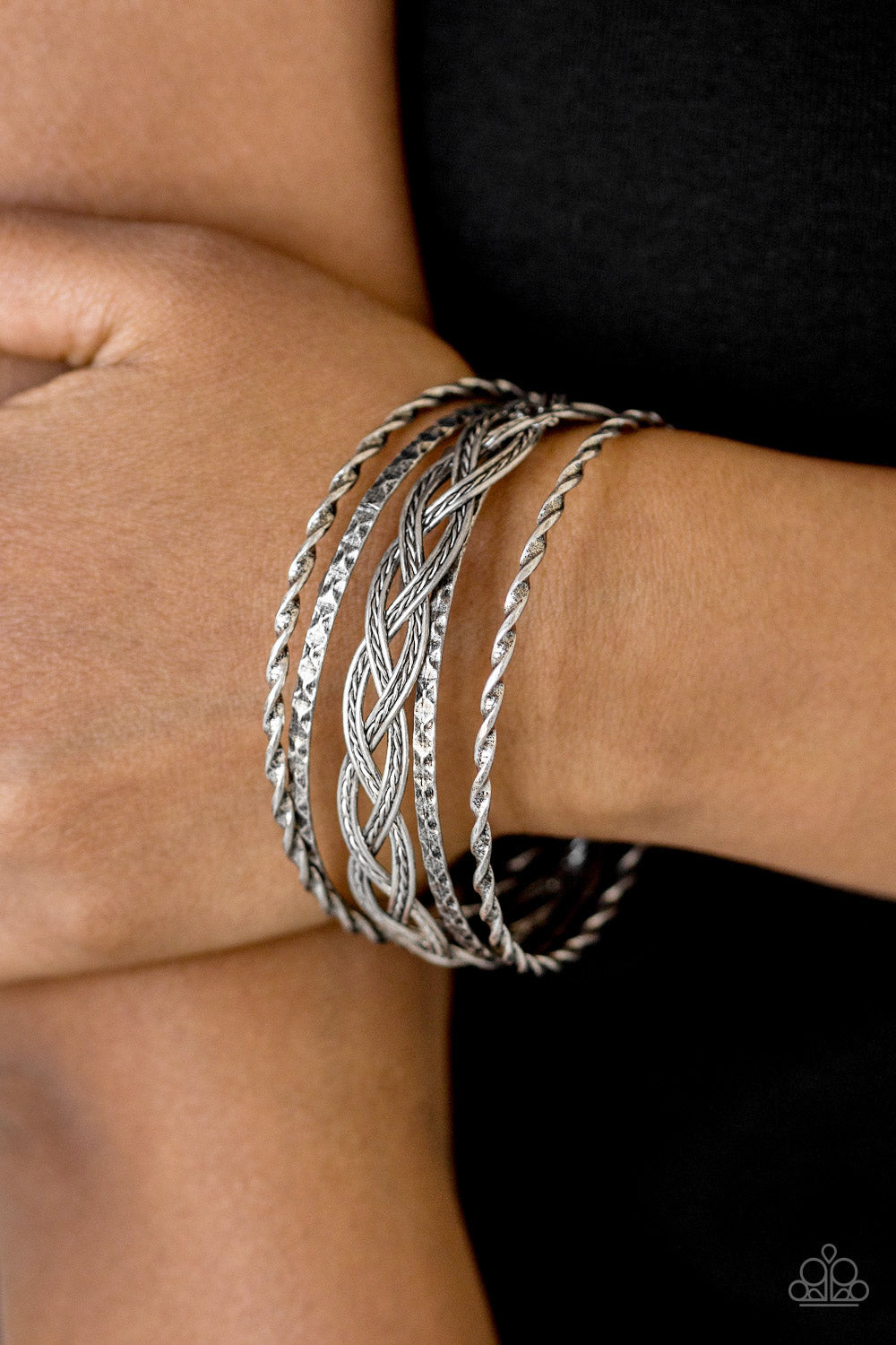 Paparazzi Straight Street - Silver Bangles