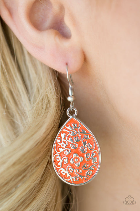 Flirty Flower Girl - Orange - Paparazzi Earrings