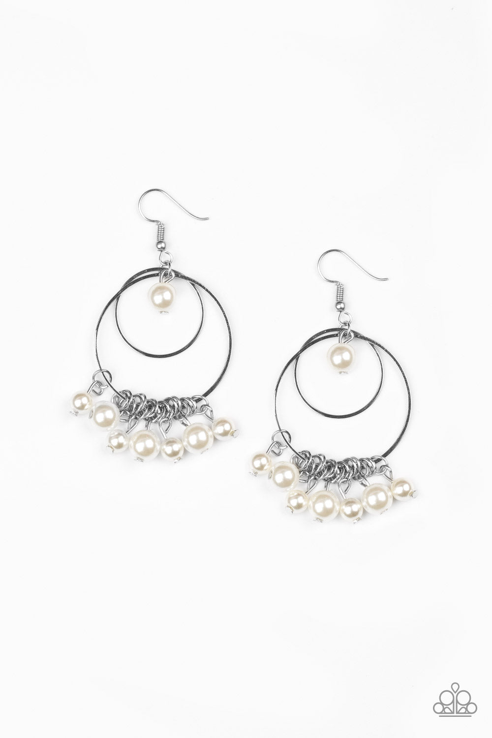 Paparazzi Earrings - New York Attraction - White