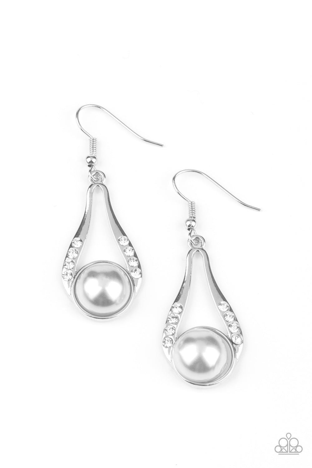 Paparazzi Earrings - HEADLINER Over Heels - Silver