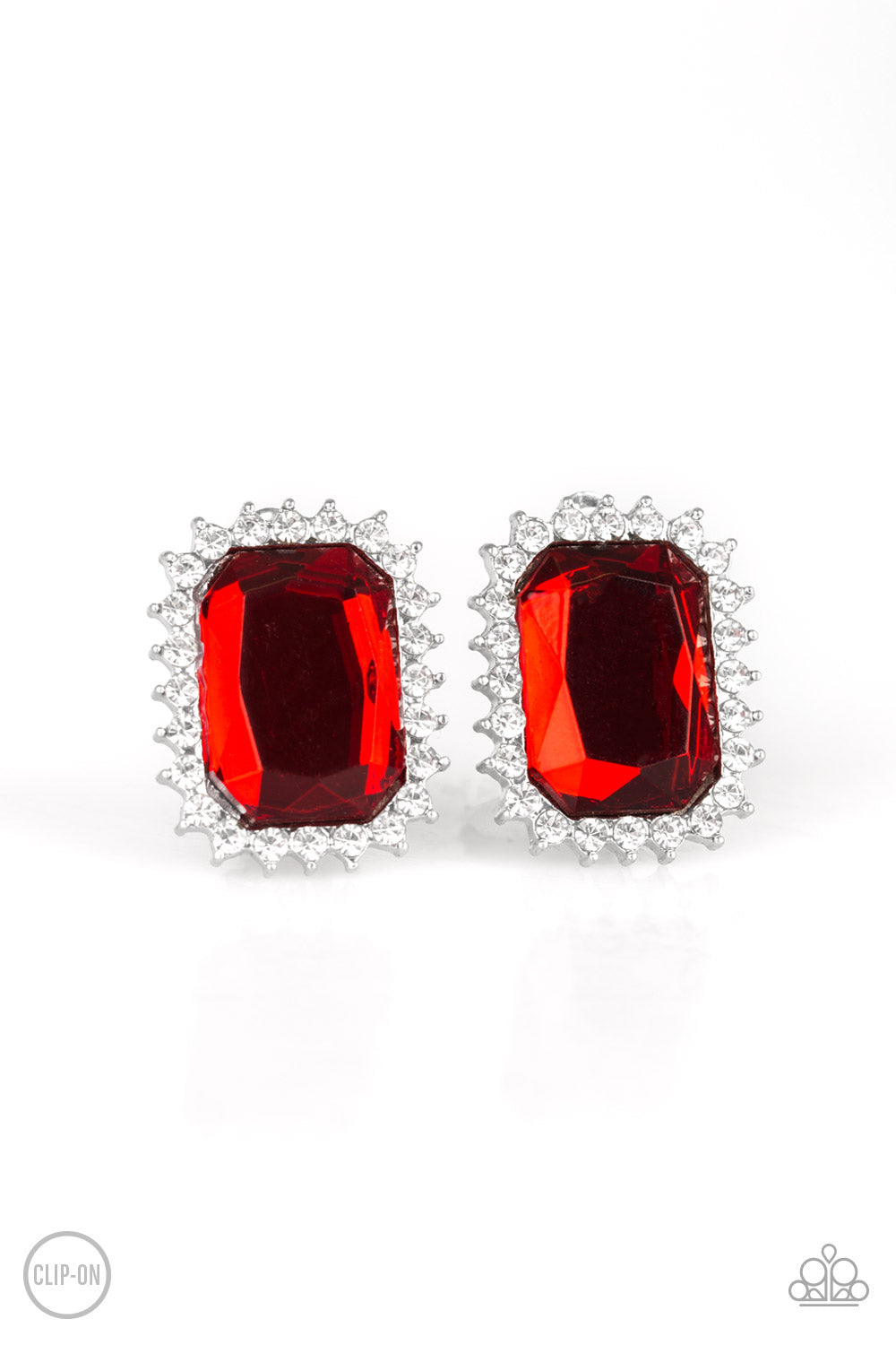 Paparazzi Downtown Dapper - Red Clip-On Earrings