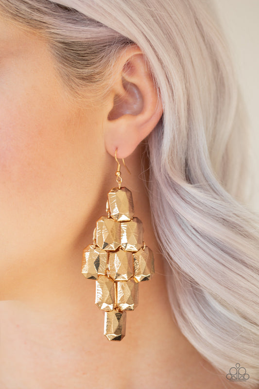 Contemporary Catwalk - Gold Earrings - Paparazzi